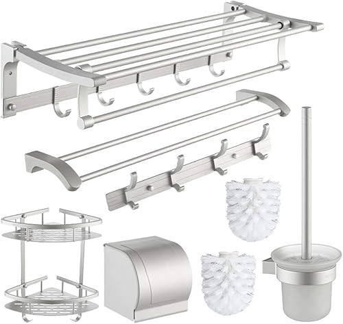 DMUNIZ Juego de toallero colgante de estante de baño sólido, cesta de esquina de aluminio espacial, productos de baño, almacenamiento de cosméticos