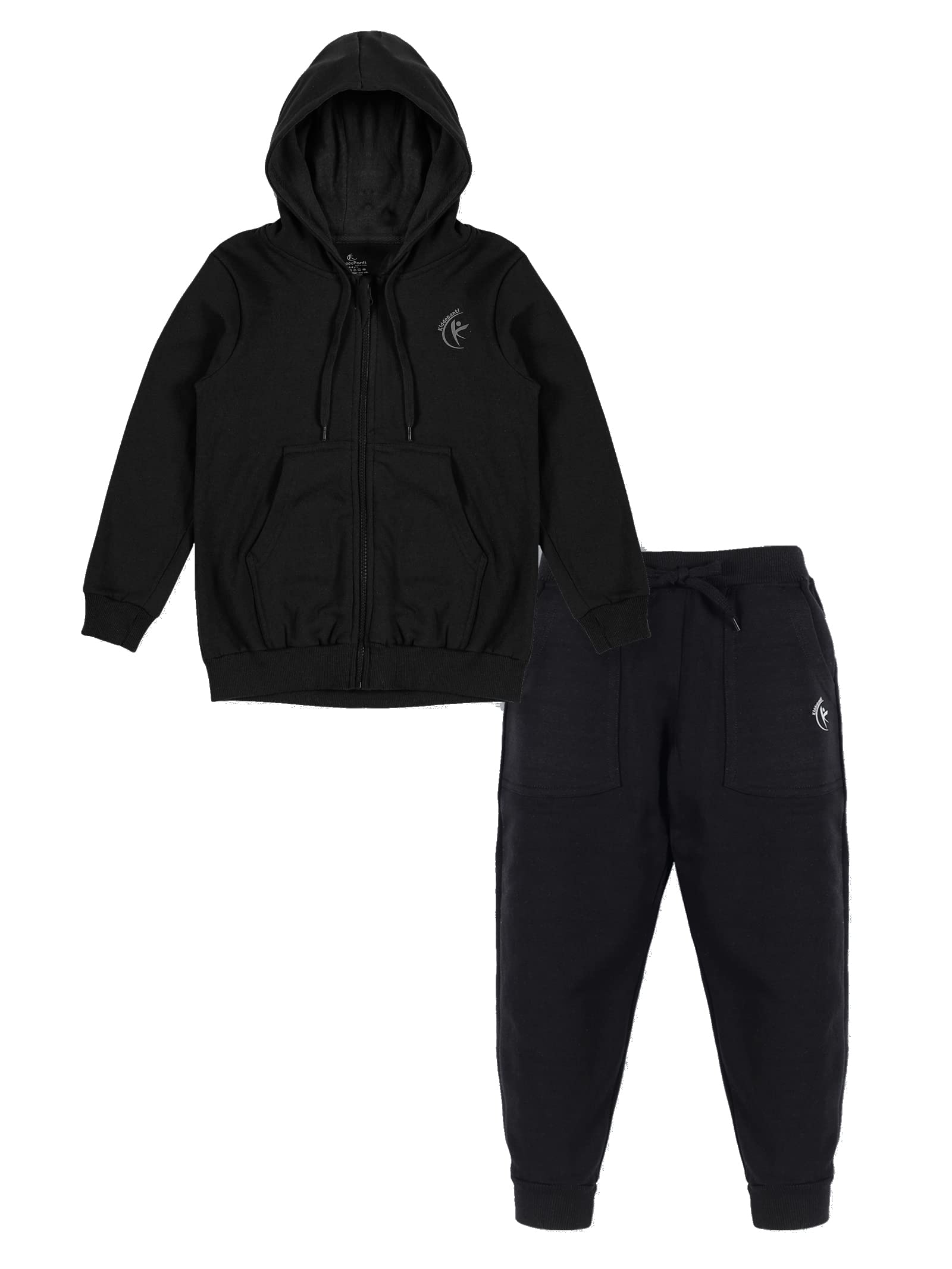 Fleece Solid Zip Front Open Hooded Sweatshirt & Track Pant Set-image-46
