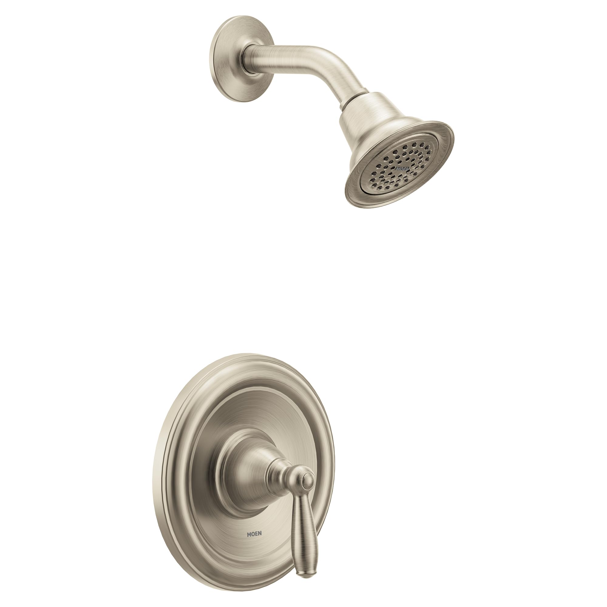 Moen Brantford Brushed Nickel Posi-Temp Pressure Balancing Shower Trim Kit with Shower Head and Lever Handle, Valve Required, T2152BN