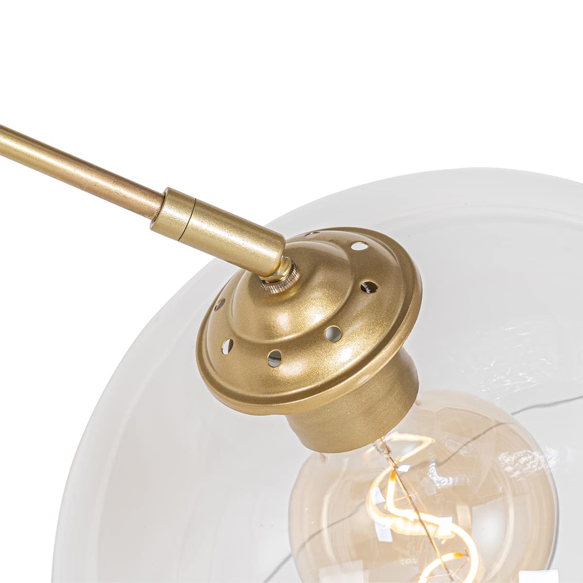 Qazqa arc - Lampada da terra con paralume Moderno - 1 luce - L 155 cm - Oro/Ottone - Moderno - Soggiorno I Camera da letto