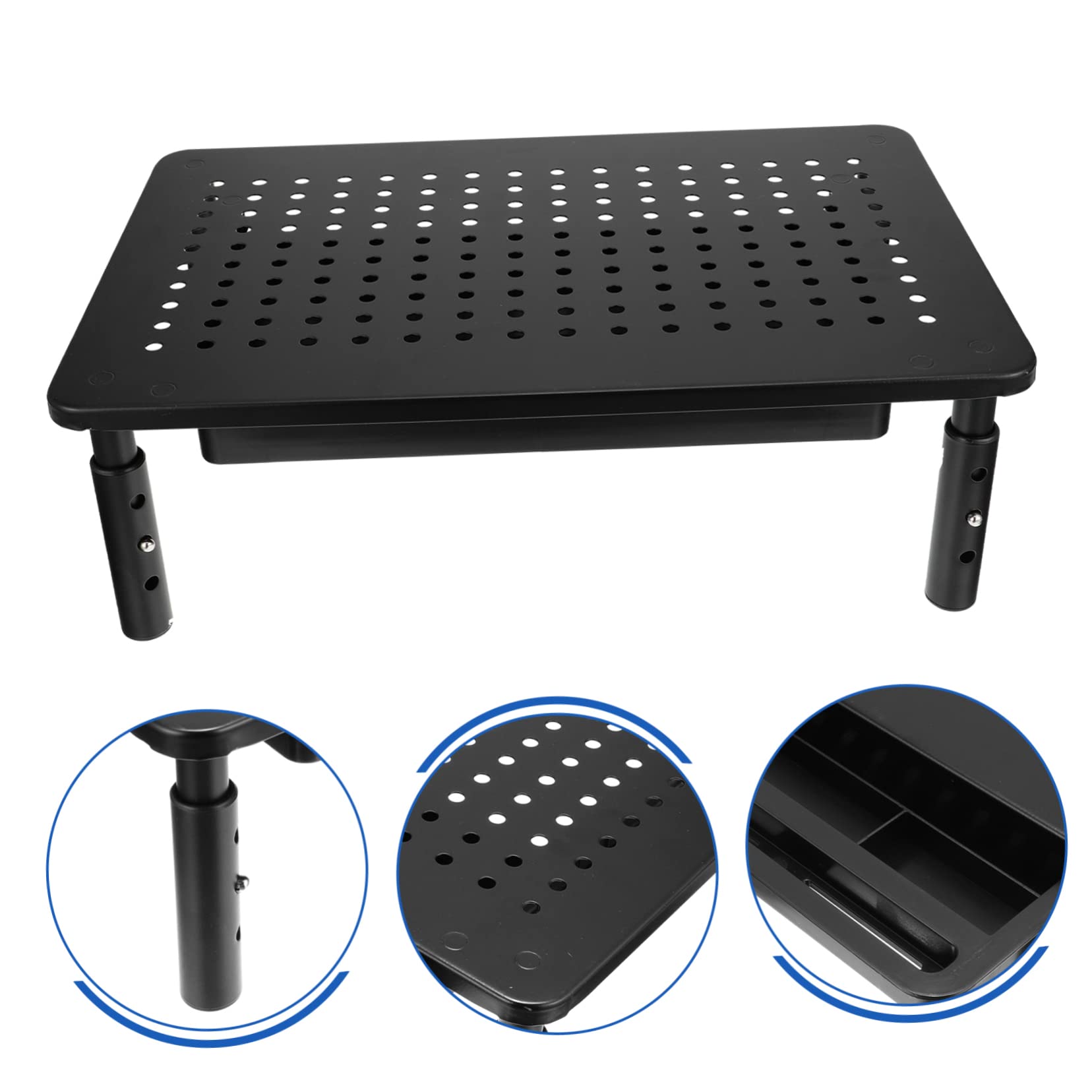 Tofficu 1 Stück Monitor Riser Rack mit Höhenstufen Höhenverstellbare Halterung für Computerbildschirme Metallstruktur Platzsparendes Design zur Verbesserung der Ergonomie Am Arbeitsplatz