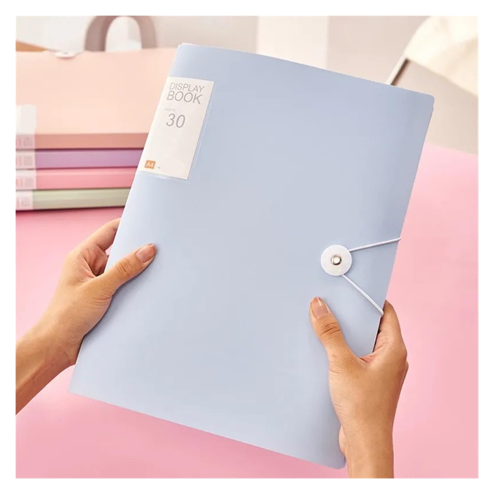 2 STÜCKE 30/60 Seiten A4 Aktentasche Transparente Binder Aktenordner Lagerung Schülertestpapier Klassifizierung Organisation Schulbedarf(Beige 60 Pages)