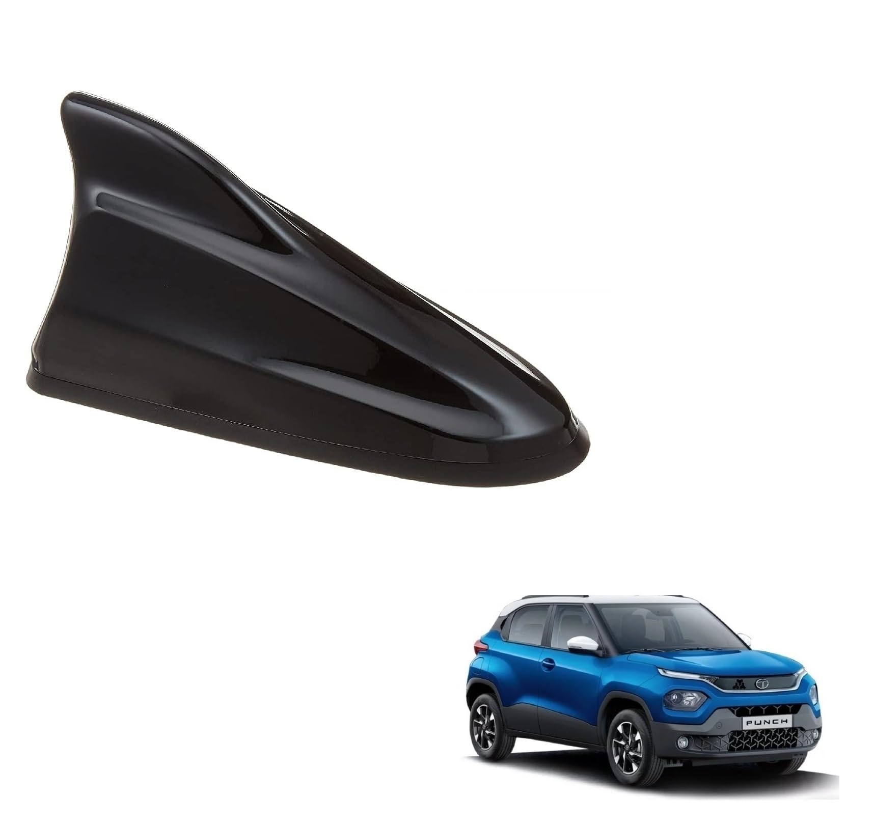 Kozdiko Car Black Shark Fin Style Roof Mount FM/AM Radio Aerial Antenna with Wiring Waterproof Signal Compatible with Tata Punch-picture-20