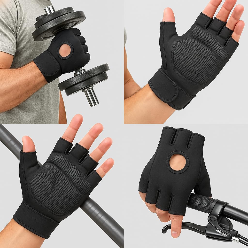 Luva Academia Preta Tamanho Único - Antiderrapante Confortável Com Ajuste No Punho Para Treino E Musculação Luva Academia Preta Tamanho Único - Antiderrapante Confortável Com Ajuste No Punho Para Treino E Musculação