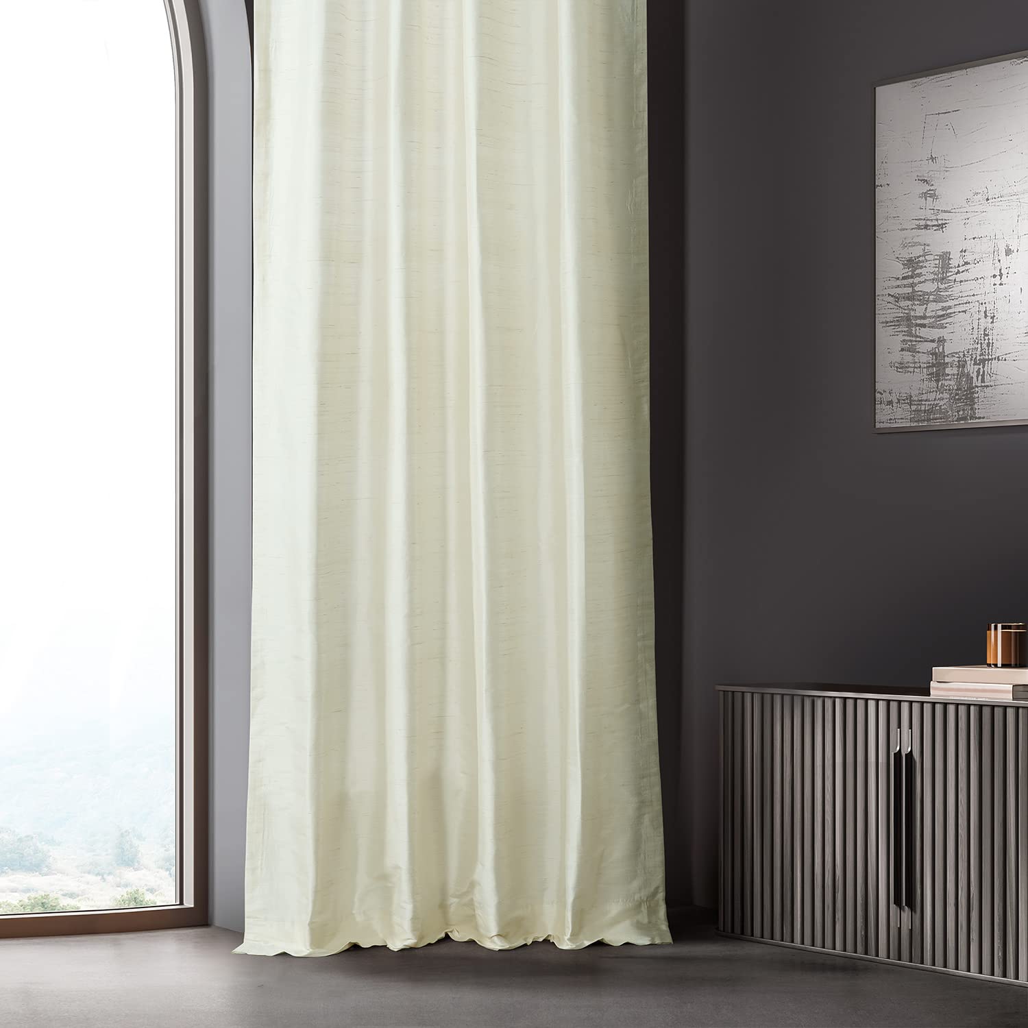 Cortinas Opacas HPD Extra Anchas - 1 Panel 100x84 Pulgadas, Seda Sintética, Forro Blackout, Textura Vintage