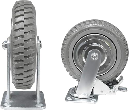 Miniatura 7 de Nisorpa Juego de 4 ruedas de placa de alta resistencia, rueda giratoria de 6 pulgadas con freno antideslizante, rodamiento de bolas de 360 grados