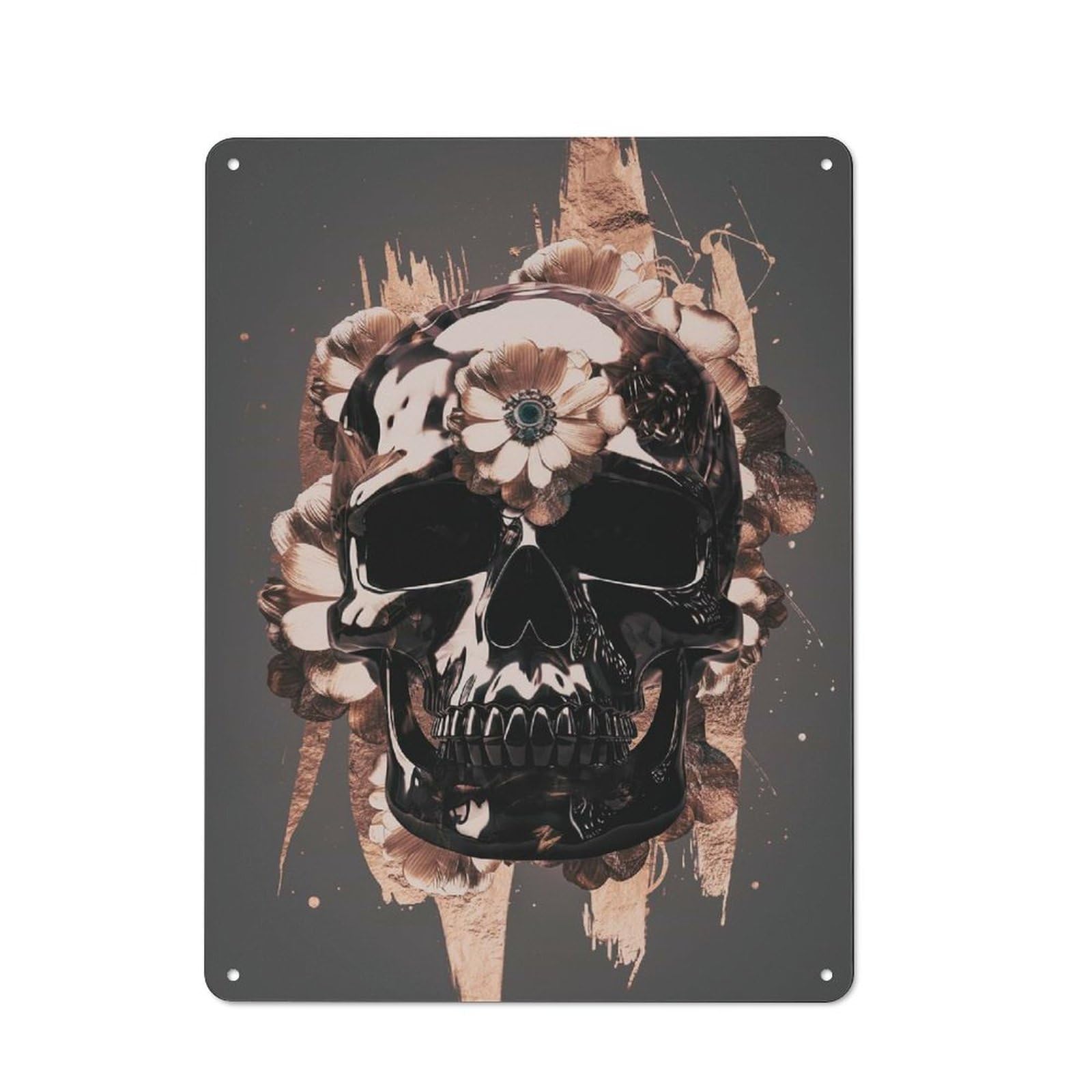 Tin Sign 40x30cm with Skull for Workshop Wall, Rustic Decor, Suited to Workshop Decor Fans