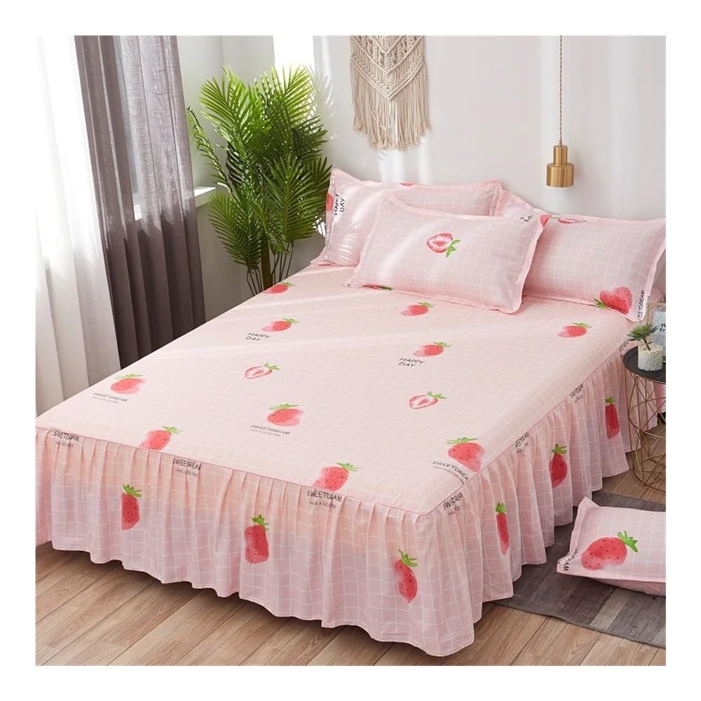 Mantovana giroletto anti-sporco, con stampa, con fascia elastica, per letto queen size, king size, delicato sulla pelle, decorazione per camera da letto (21 federe, 180 x 220 cm)