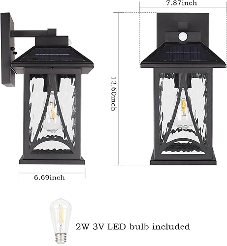 Miniatura 5 de SR016-W - Luces solares de pared para exteriores con sensor de movimiento, lámparas de pared impermeables del atardecer al amanecer, luces solares