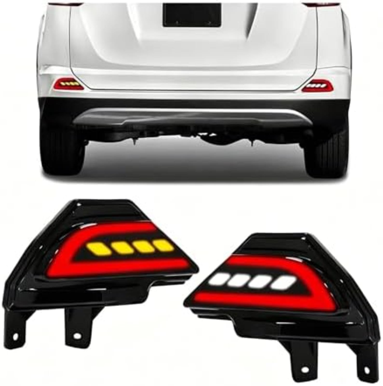 Luce posteriore di ricambio, per Rav4, per Rav 4 2016-2018 Funzioni 4 in 1 Fendinebbia Freno Indicatore di direzione dinamico Paraurti retromarcia Riflettore Coda Catarifrangente per