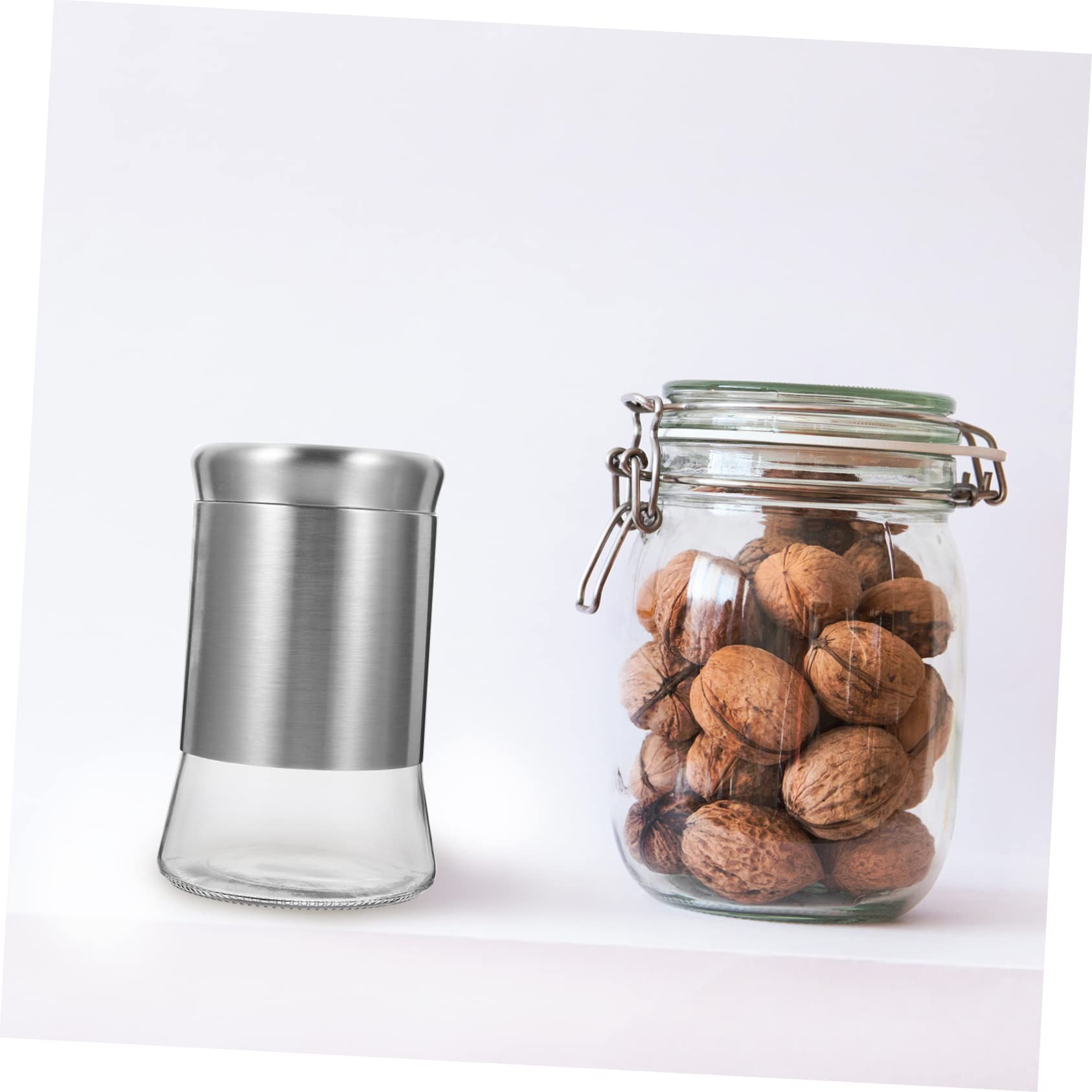 Lot de 2 bocaux hermétiques en verre en acier inoxydable pour assaisonnement barbecue, café, épices