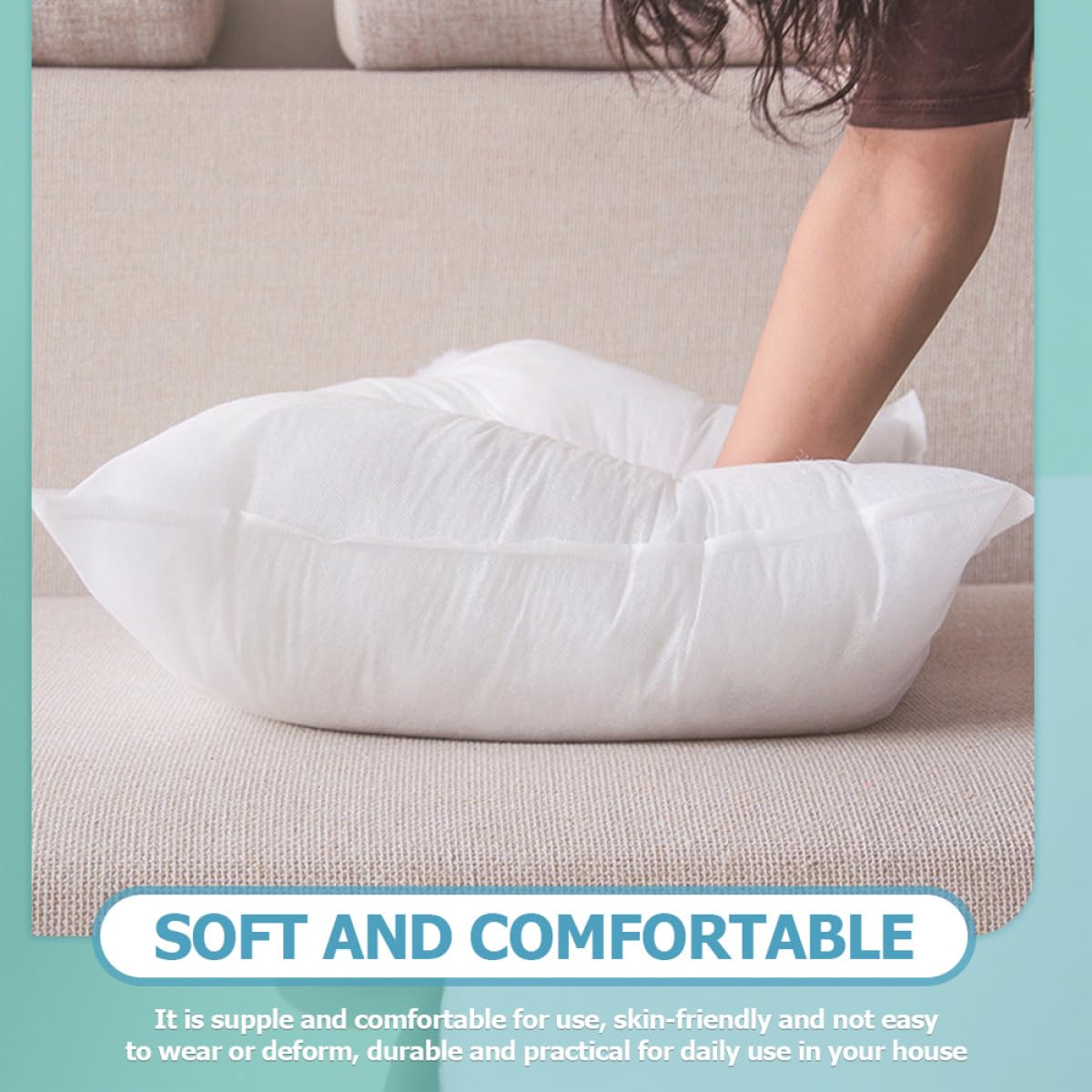Inserto per Cuscini Tessuto Non Tessuto, Design Semplice 2 Pezzi Riempimento in Cotone Pp Morbido e Pratico Colore Bianco per Casa e Ufficio