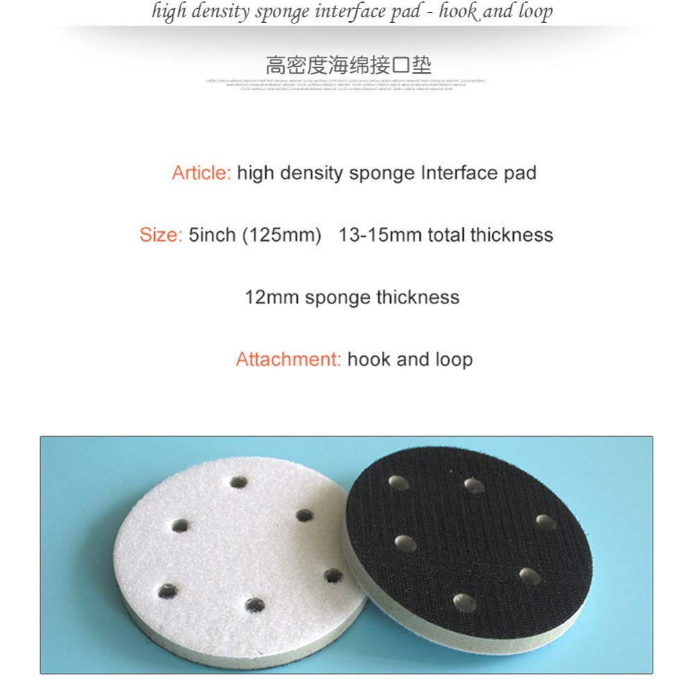 Almohadilla de interfaz de alta densidad 5"6 agujeros 125 mm Amortiguación y protección Almohadilla de lijado Accesorios para herramientas eléctricas - Gancho y bucle