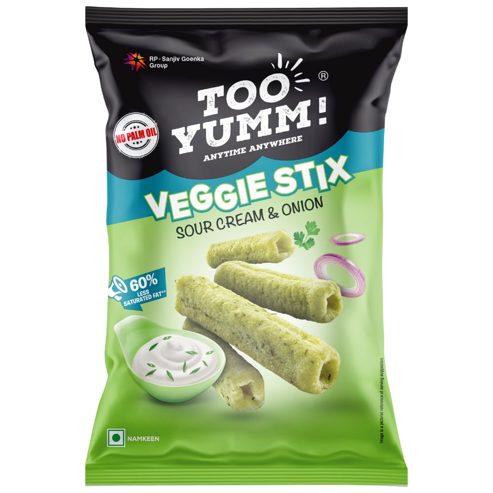 Too Yumm! | Sour Cream & Onion Veggie Stix | 70g | Munching Snack | Snacks for Movies, Games, Parties & More | On-The-Go Munchies