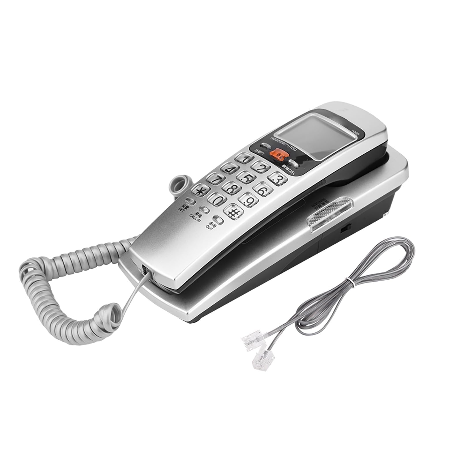 Kabelgebundenes Telefon, Wandtelefon Festnetztelefon mit FSK/DTMF-Anrufererkennung schnurgebunden für den Schreibtisch modernes Nebenstellentelefon für Zuhause (Silver)