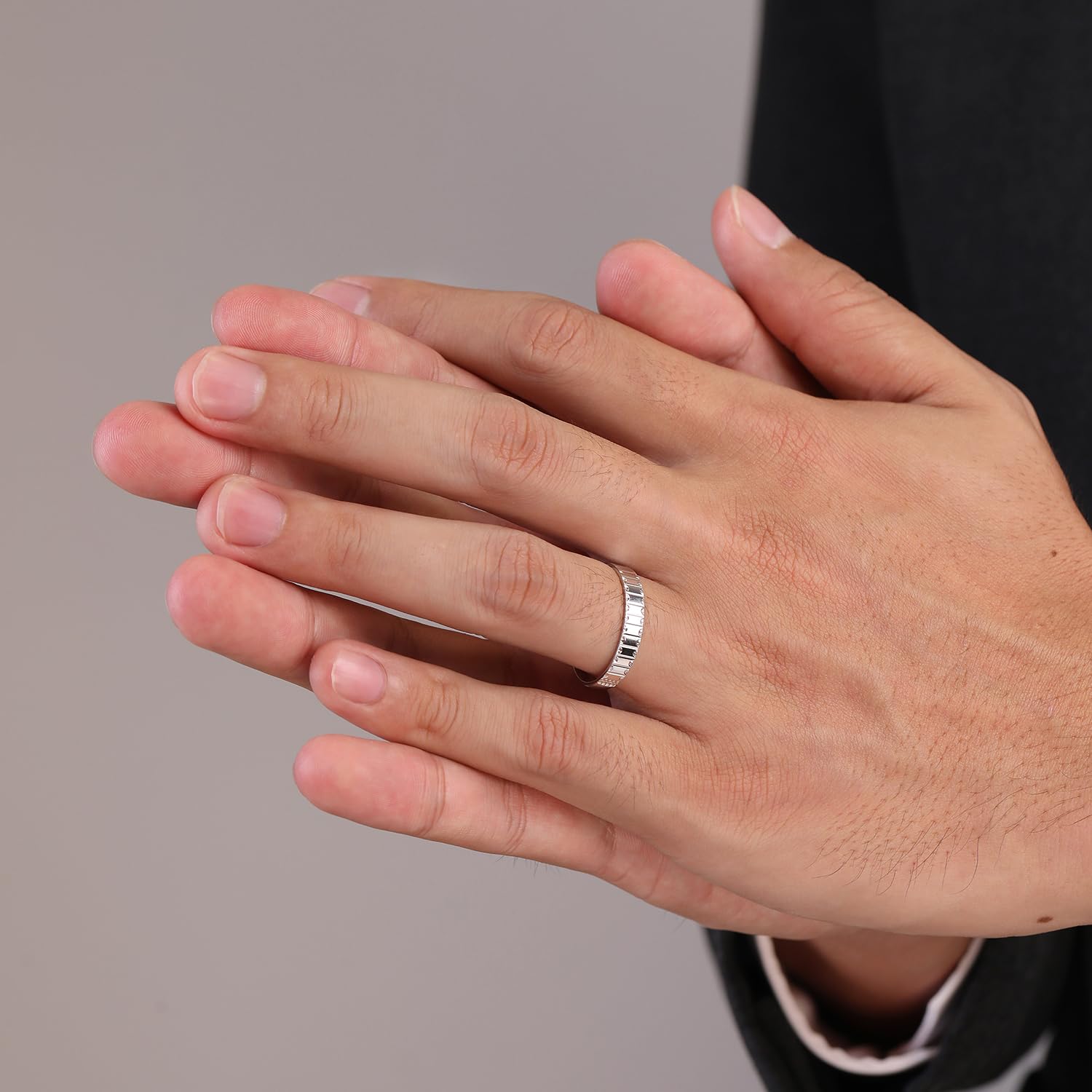 Meissa Anillos de Pareja Ajustables de Plata 925 con Relieve Geométrico Alianzas Modernas para Compromiso o Boda