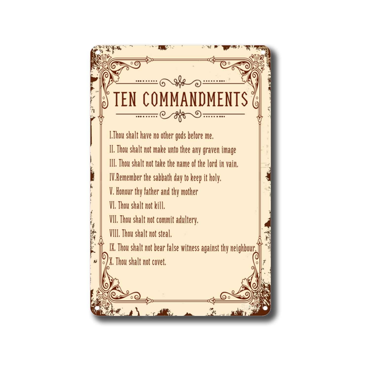 CJANY SENGS Tin Metal The Ten Commandments: God's+Rules Old Master Room for Sign 08x12inch