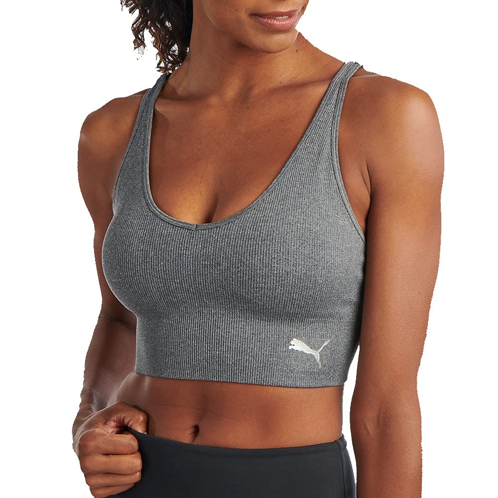 PUMA Damen Mirrored Seamless Sports-bras, Medium Heather Grey, XL EU