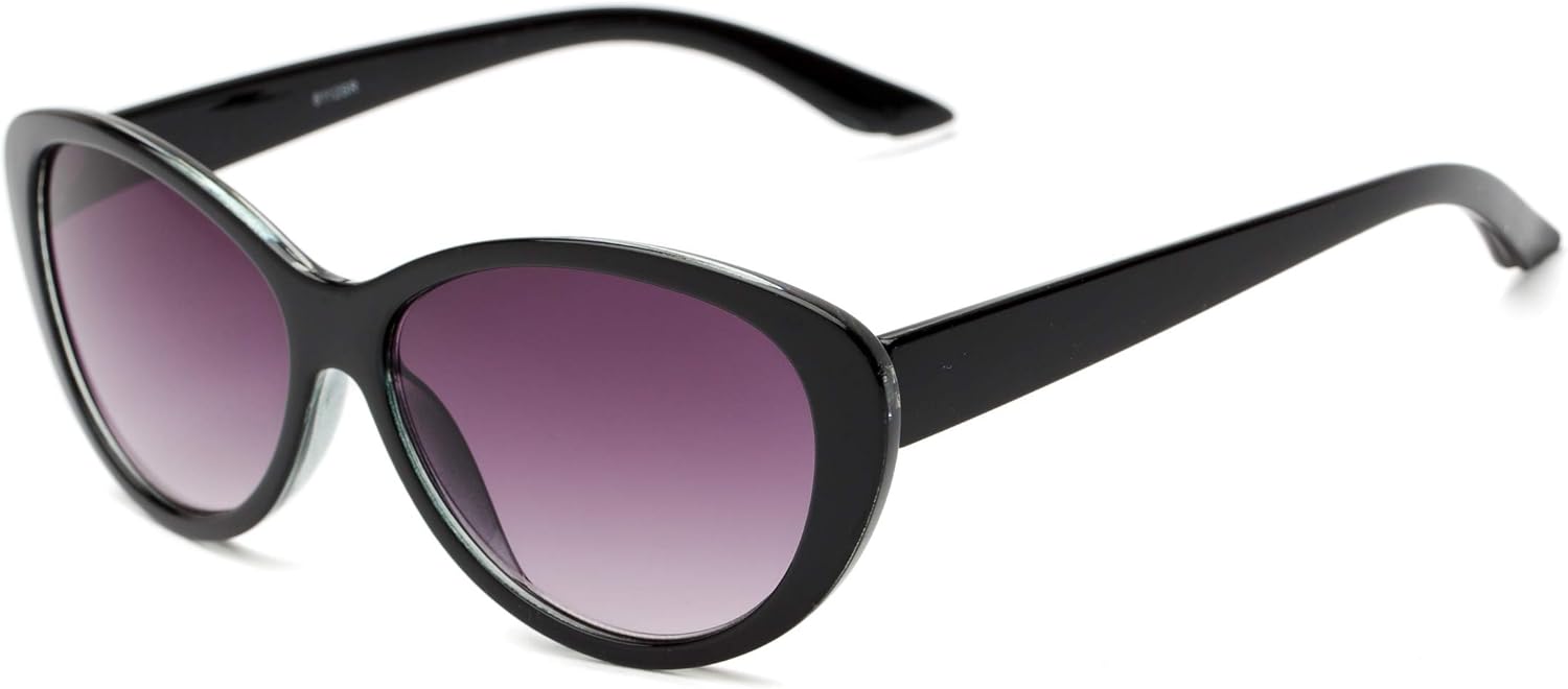 Cat Eye Reading Sunglasses in Black with Smoke Lenses by