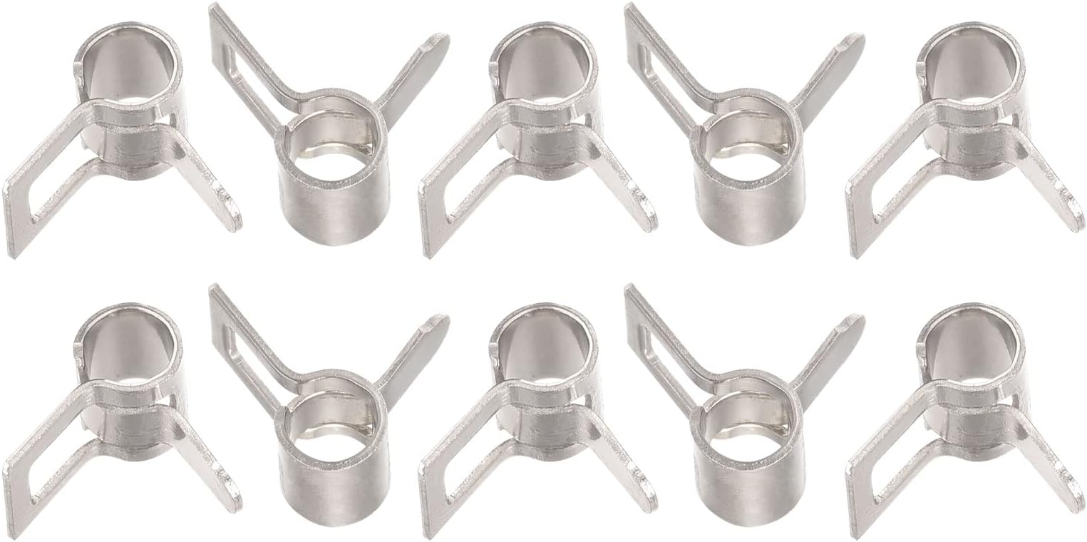 sourcing map 10pcs 4mm Spring Band Type Action Fuel/Silicone Vacuum Hose Pipe Clamp Low Pressure Air Clip Clamp, Nickel Plated