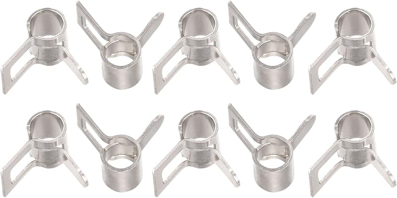 Abraçadeira de mangueira tipo mola uxcell 4 mm em aço 65Mn niquelado – 10 unidades