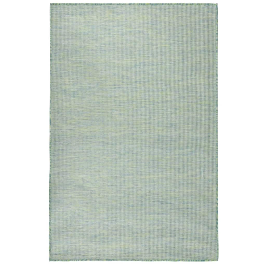 Tappeto per esterni, tessuto piatto, 100 x 200 cm, turchese, resistente alle intemperie, ai raggi UV, durevole, facile da pulire, per balcone, terrazza, pavimento esterno
