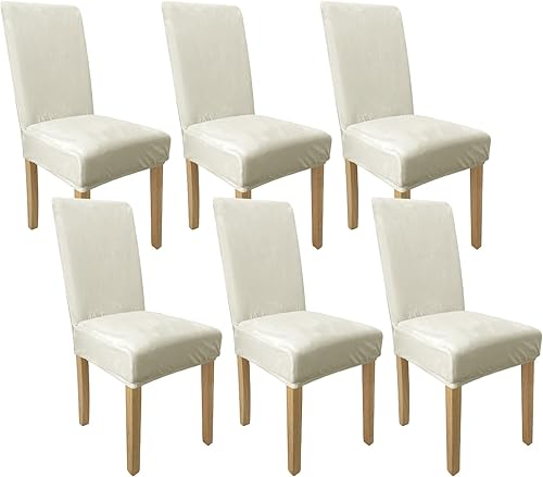 Juego de 6 fundas de terciopelo elástico para sillas de comedor, lavables y suaves, de terciopelo antipolvo, extraíbles para sillas Parsons, fundas