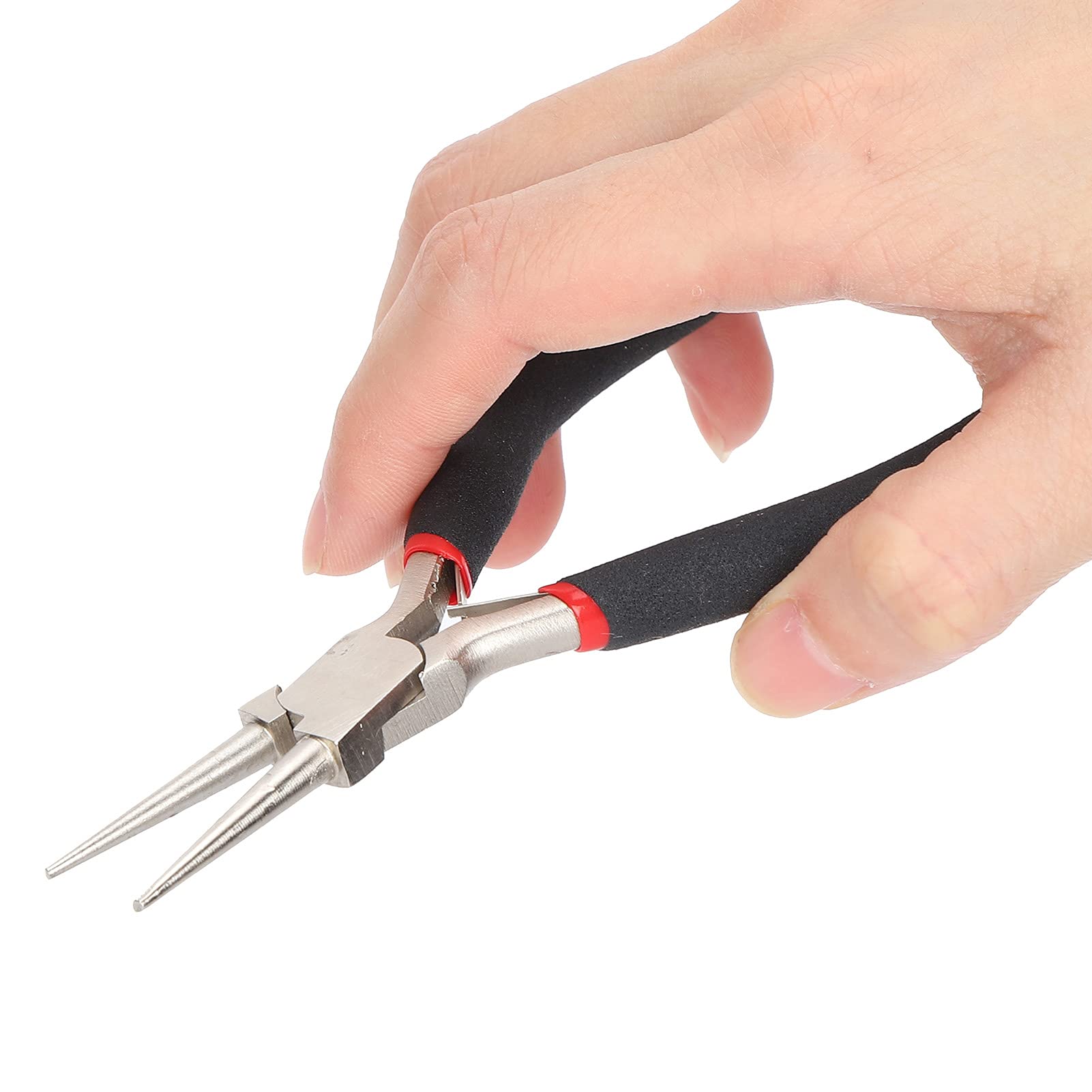 Set di pinze per gioielli, set di 5 pinze professionali per gioielli con borsa degli attrezzi, ideali per la creazione di gioielli, riparazioni e artigianato fai da te, include ago in tessuto naso,