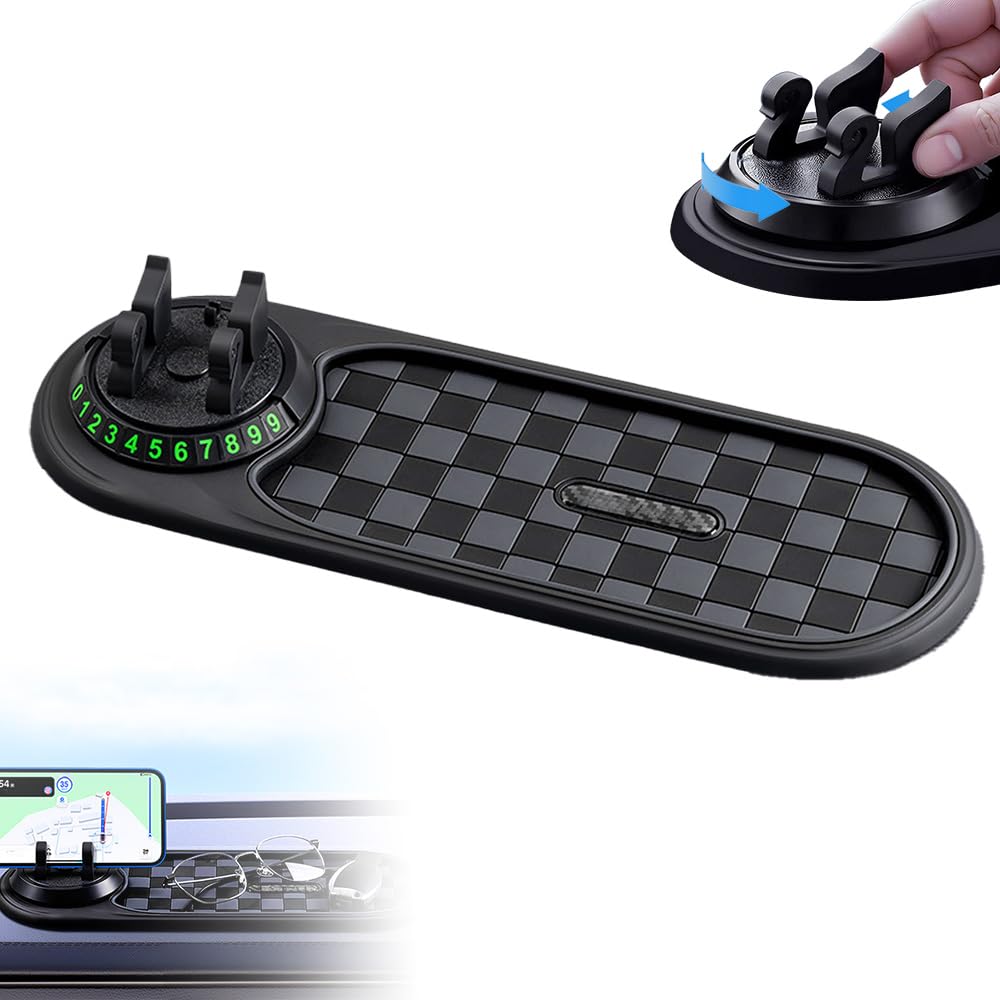 Multifunctional Vehicle-Mounted Anti-Slip Mat Slip Mat Auto Universal Phone Holder Rotatable Car Phone Holder Dashboard Mat Large Storage