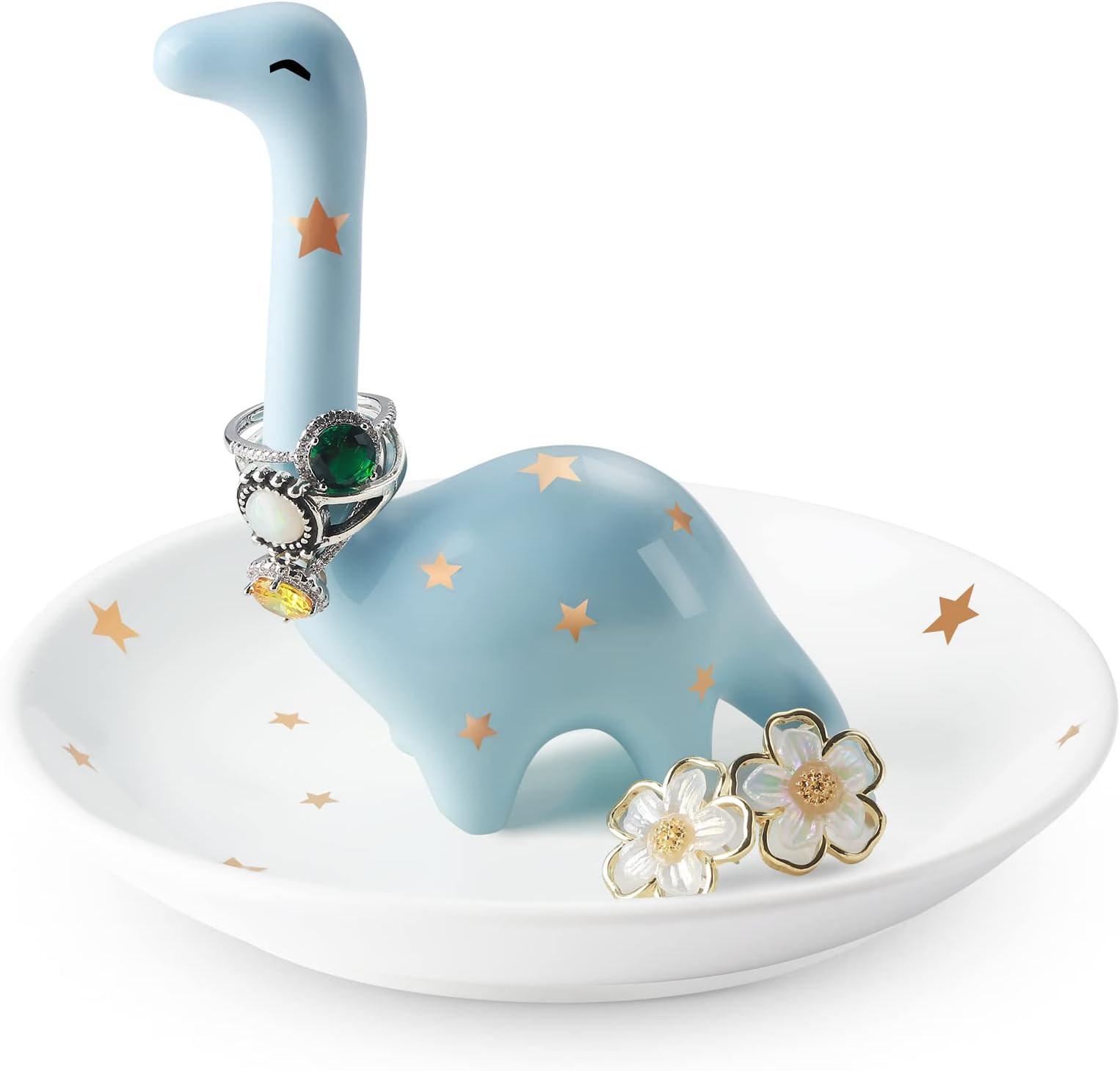 PUDDING CABIN Dinosaur Ring Holder for Jewelry, Gifts for Women Girls Birthday Wedding Graduation Valentines Bday Gift, Jewelry Dish Tray for Rings Bracelets Necklace Organizer
