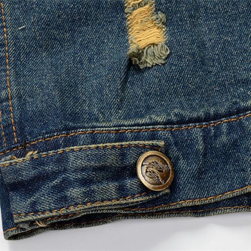 Denim Vest for Men Sleeveless Button Down Slim Fit Jean Waistcoat Casual Vintage Trucker Cowboy Vests Outerwear 6