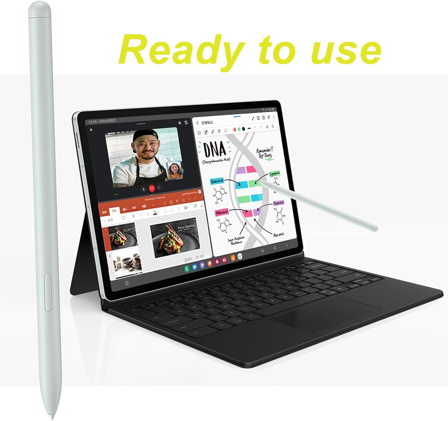 Stylet de Rechange Samsung Galaxy Tab S9 FE S9 FE+ SM-X510 SM-X516B avec Pointes de Stylo Menthe