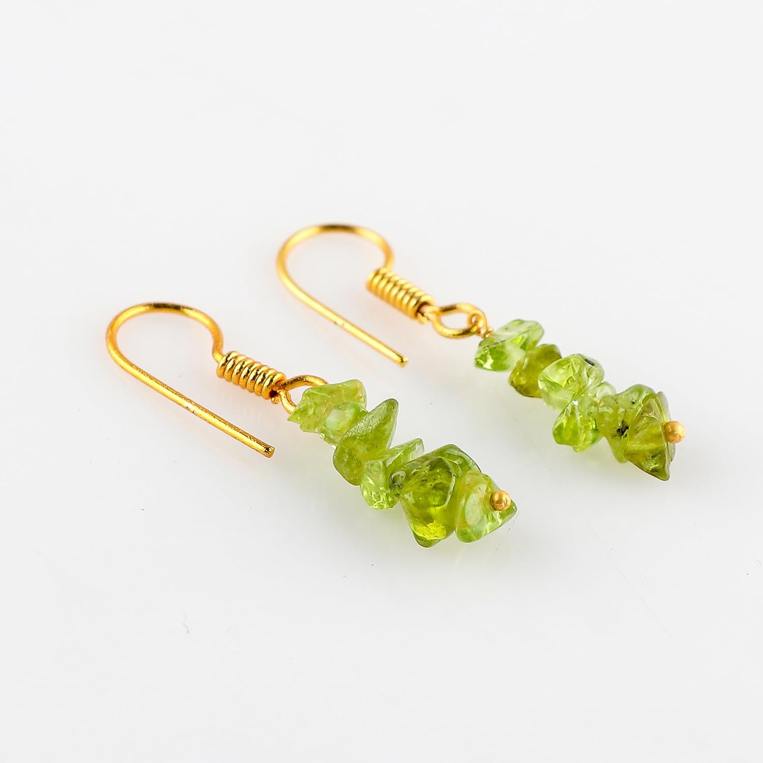 Gemstone Chips Dangling Earrings, Stone 2-3 MM, Gold Plated, Handmade Jewelry, Healing Crystals, Polished Nuggets Stones, Women Earrings, Gemstone Jewellry - Image 3