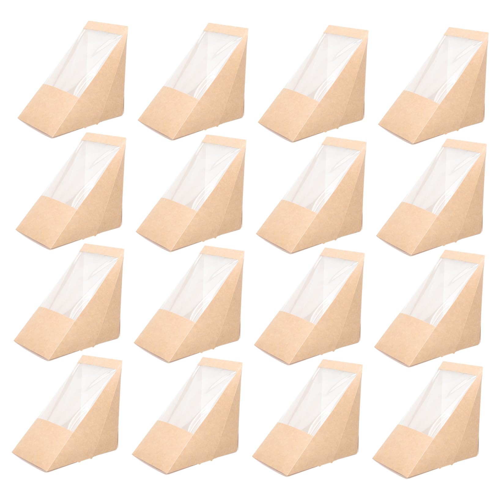 Brotdose 100 Stück Verpackung aus Kraftpapier Papier mit Transparentem Fenster Leichte Dreieckige Sandwichbox für Bäckereien und Teestuben