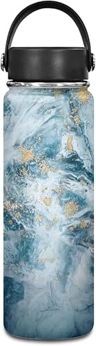 Flashideas Botella de agua aislada con rayas de mármol, de acero inoxidable, multifuncional, sin BPA, mantiene las 24 horas frías 12 horas, regalos