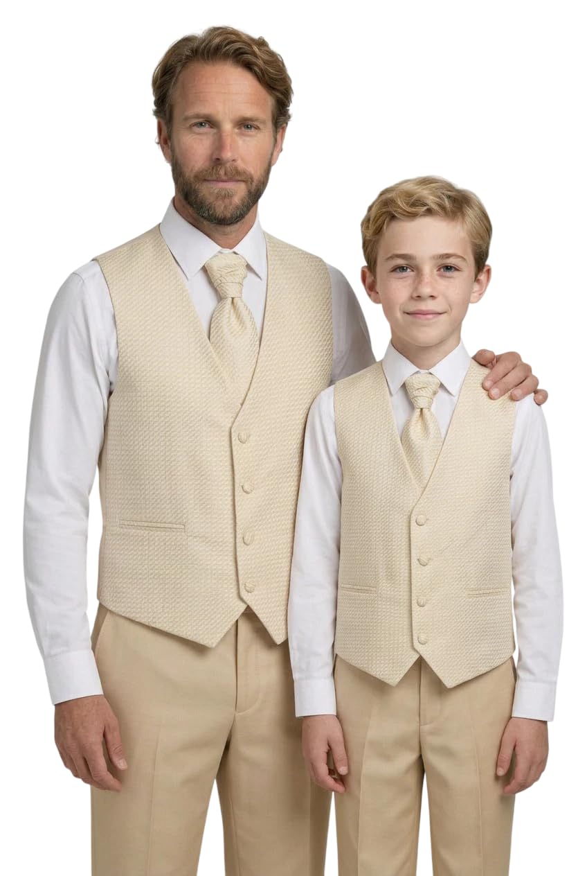 SIRRI Father & Son Matching Vest & Cravat Set Mens Boys Wedding Formal