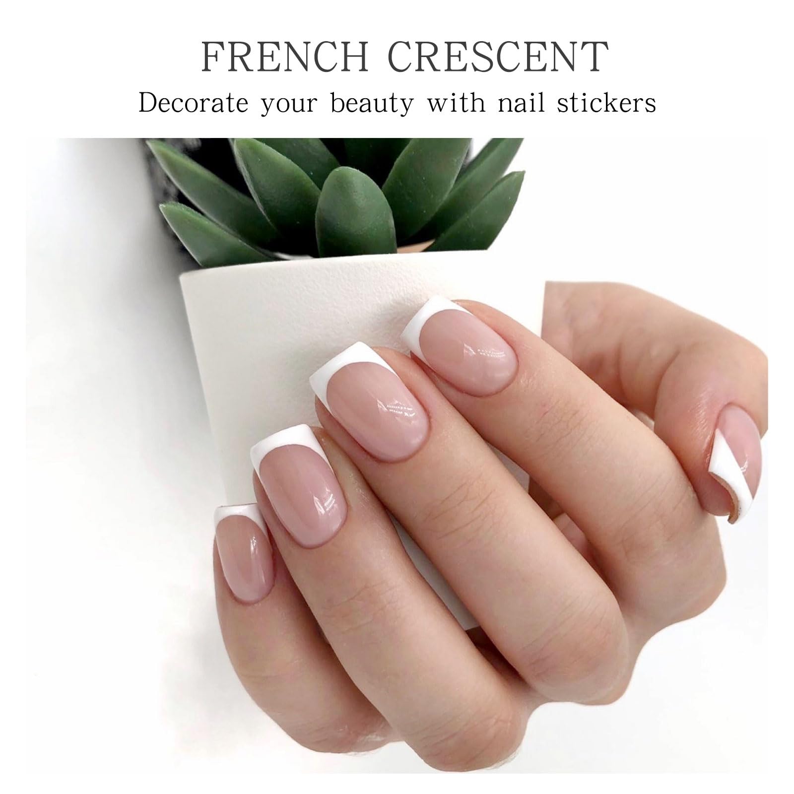 JMEOWIO Gel Nail Stickers French Tip White Transparent Semi Cured Gel Nail Strips Wraps UV/LED Nails Art Design Decoration Accessories - Image 3
