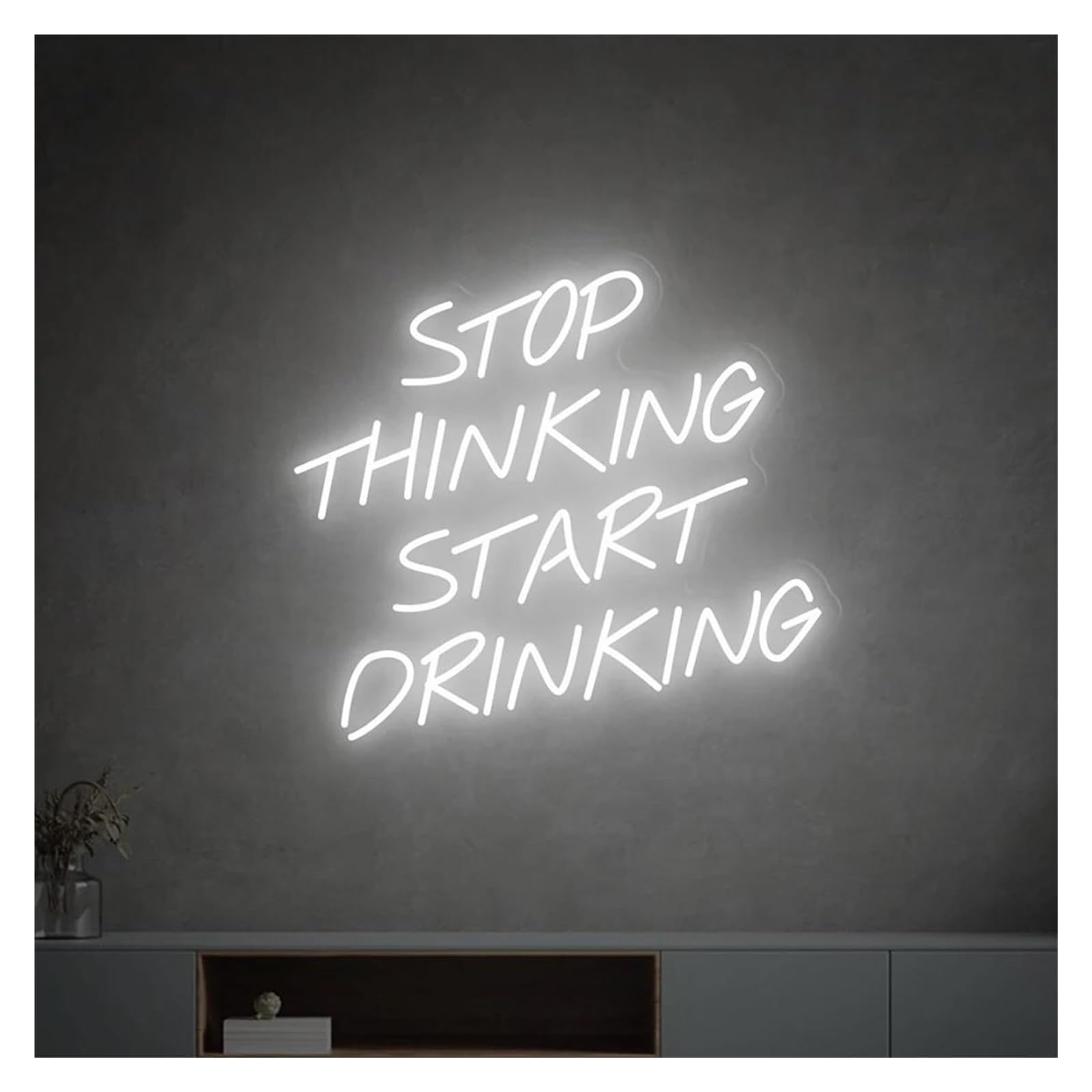 LEMST Signs Lamp Stop Thinking Start Drinking Neon Sign Light USB Powered for Beer Bar Club Game Room Party Restaurant Wall Decor 38cm×33cm(E)