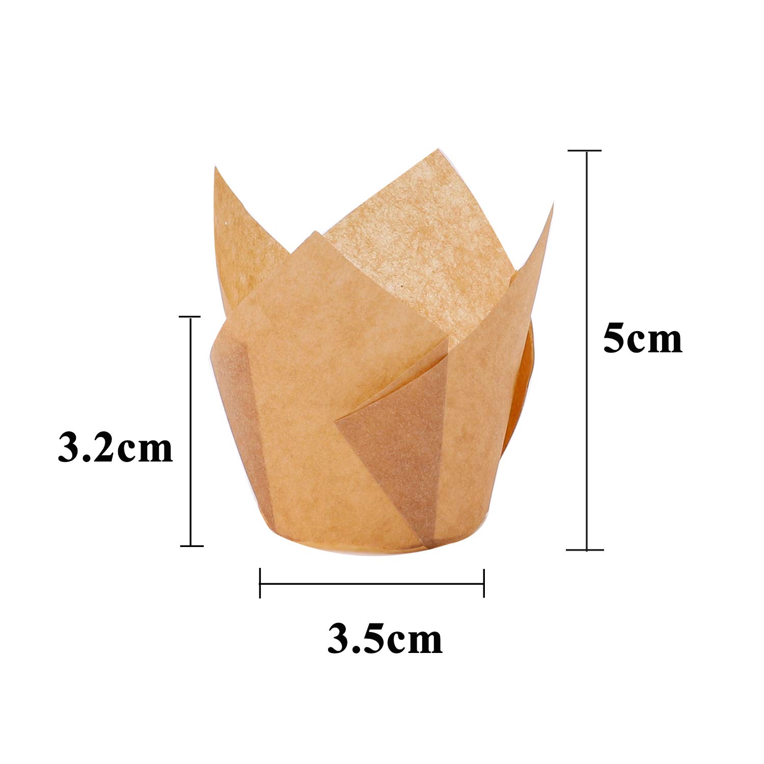 Ruisita 150 Pieces Mini Baking Cups Tulip Baking Cups Cupcake Liners Muffin Liners for Wedding, Birthday, Christmas, Baby Shower Parties (Natural)