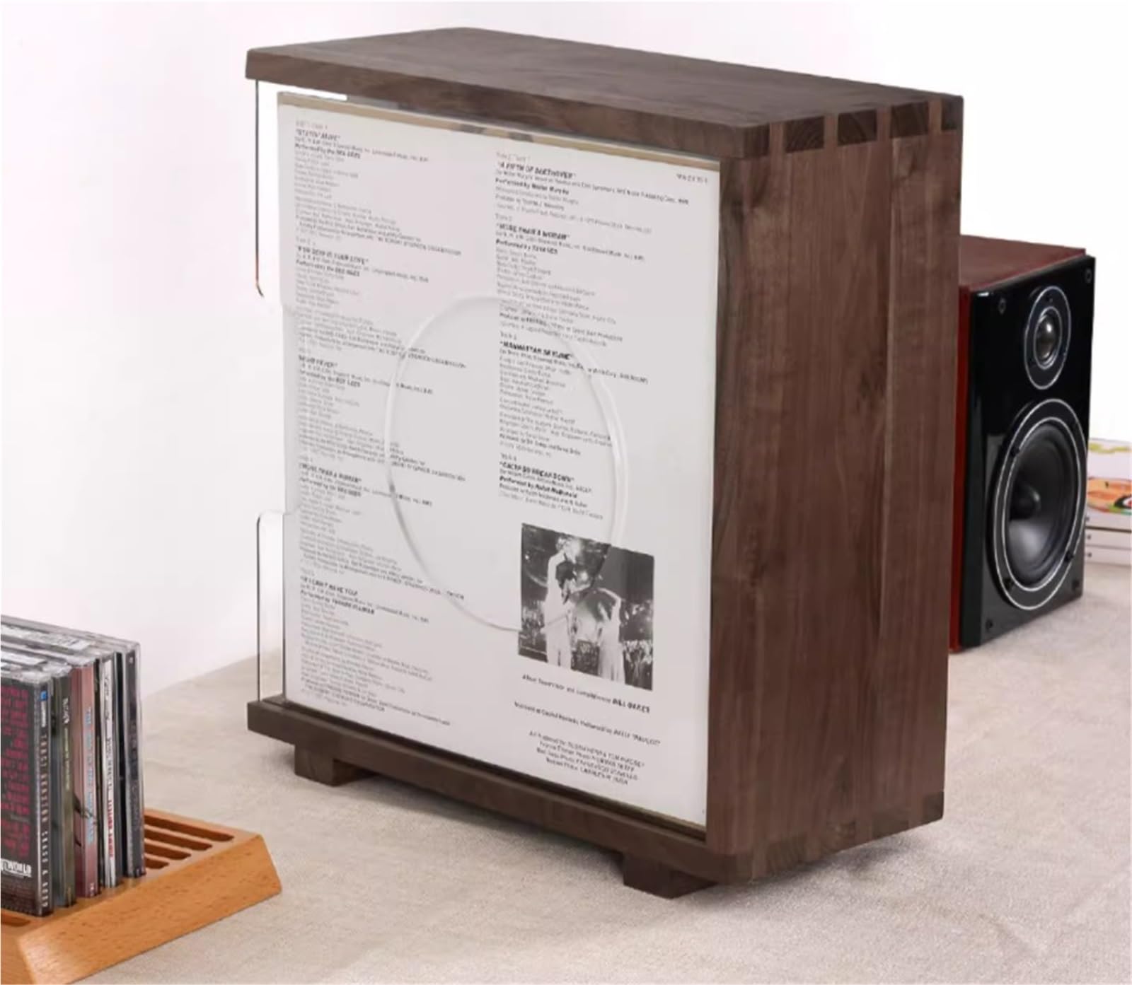 Porta Vinili Porta Dischi in Vinile retrò in Legno for Riporre Dischi in Vinile, Espositore for Dischi da Gioco, Scrivania Porta Dischi