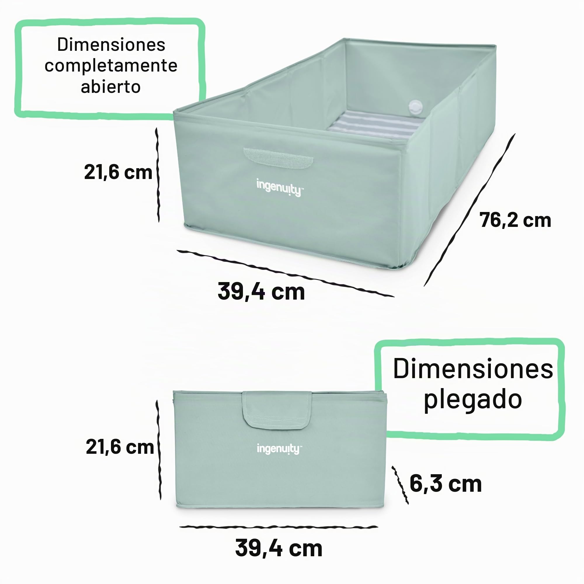 Ingenuity, Bañera para Niños Pequeños Tuckaway, Convierte la Ducha en Bañera, Plegable para Fácil Almacenaje, Diseño Compacto, Fácil de Limpiar, No Requiere Montaje, Para 12 Meses a 5 Años