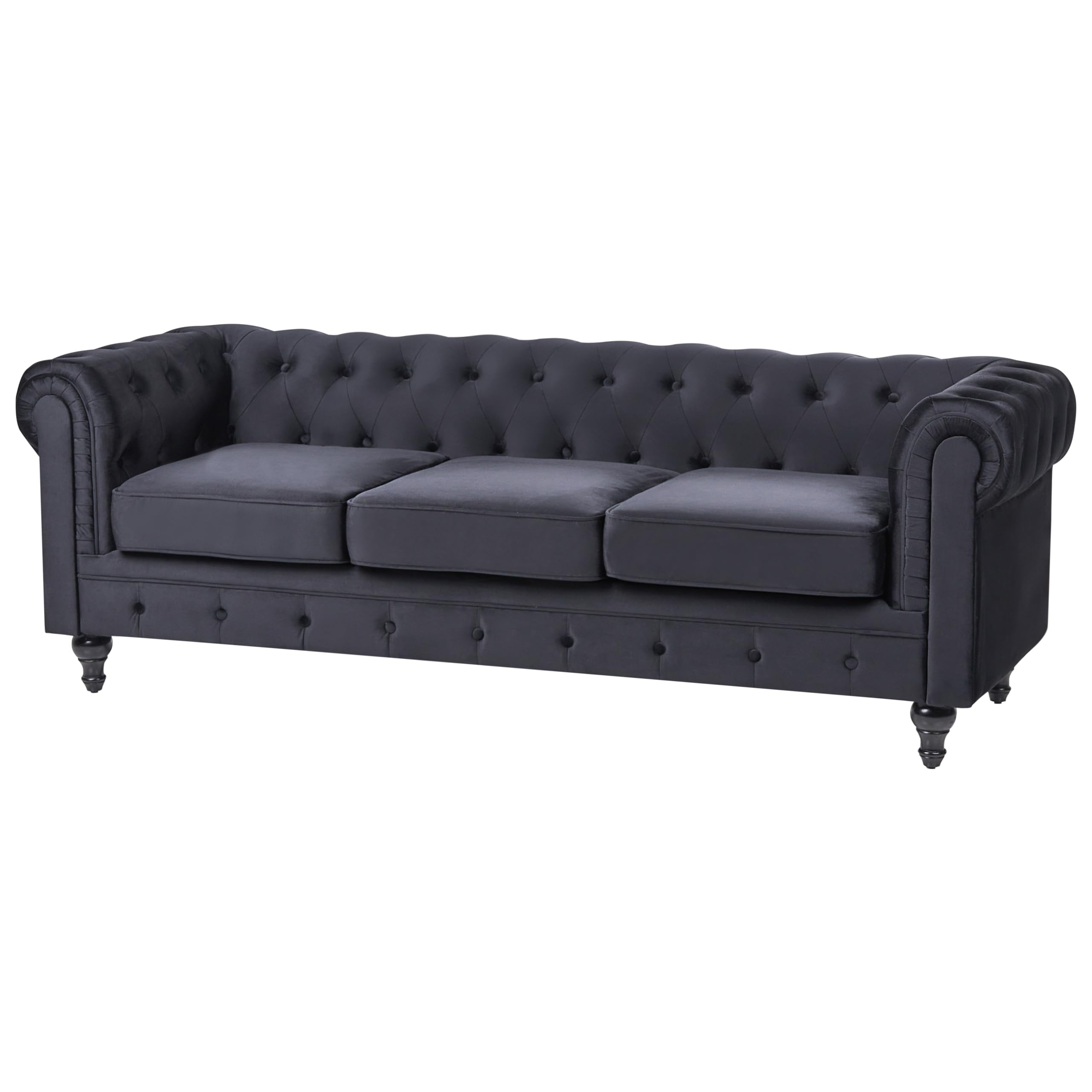 Wohnzimmer Set Sofa Sessel Samtstoff englischer Stil schwarz Chesterfield