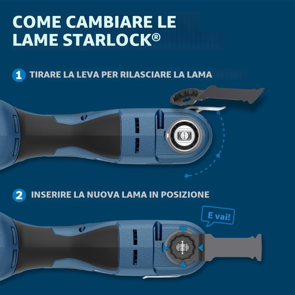 BOSCH Starlock OSL114C-10 - Confezione da 10 lame oscillanti multiuso in metallo e carburo di carburo per tagliare barre di ferro, metallo, legno con chiodi, cartongesso e piastrelle
