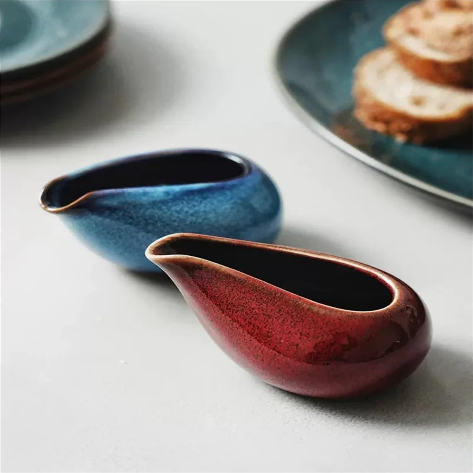 2 uds/5 uds 100ml cambios jarra cerámica for leche restaurante bistec salsa olla botes salsas cocina herramientas condimentar taza de extracción Para Espumar(Mixed colors)