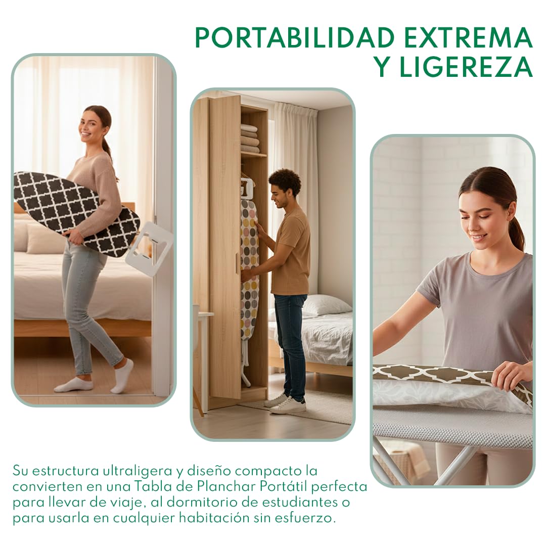 Nordiq - Tabla De Planchar - Tablas De Planchar - Tabla Plegable Y Ligera - Funda 100% Algodón - Rojo 117x84x34cm