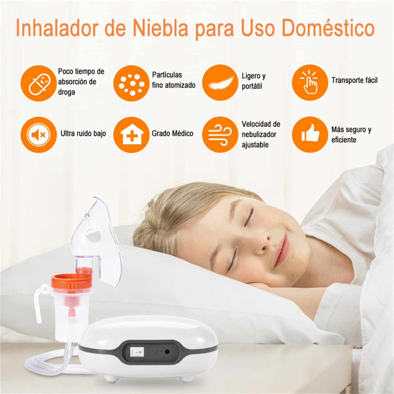 Nebulizador Portátil para Niños y Adultos, Aerosol Inhalador Ultrasónico Silencioso Enfermedades Respiratorias Efectivas Tratamiento de Enfermedades Respiratorias Asma Resfriado, Tos