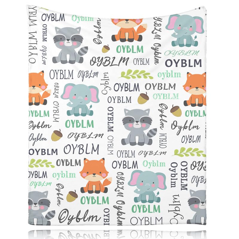 Snewvie Personalised Baby Blankets with Name,Custom Soft Flannel Blanket for Girl,Boys,Kids,Adult,Customised Blankets with Printed Animals Gifts for Baby Shower Christmas Birthday(A1) — image 1