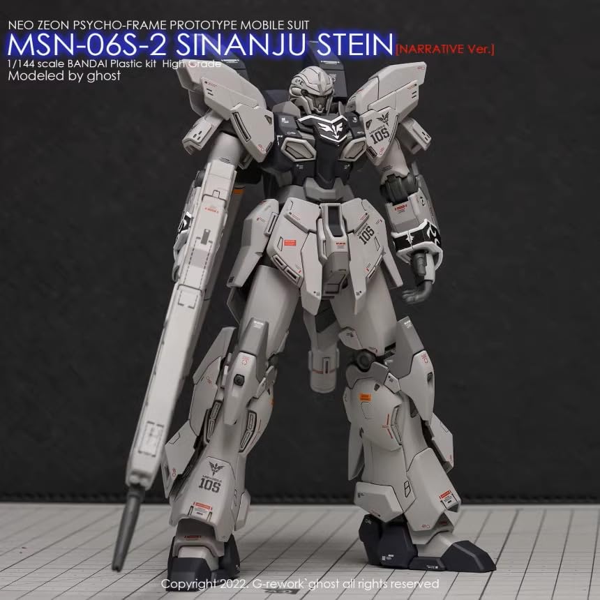 【3体セット・完成品】RG シナンジュ／サザビー／天ミナ デカール済み 台座付き Amazon | 〔1/144スケール HG/RG〕MSN-06S シナンジュ・スタイン