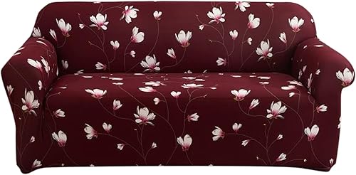 Qubjus Funda elástica para sofá con estampado, una funda de cojín separada para sofás de 2 cojines, protector universal de muebles (mediano, flor