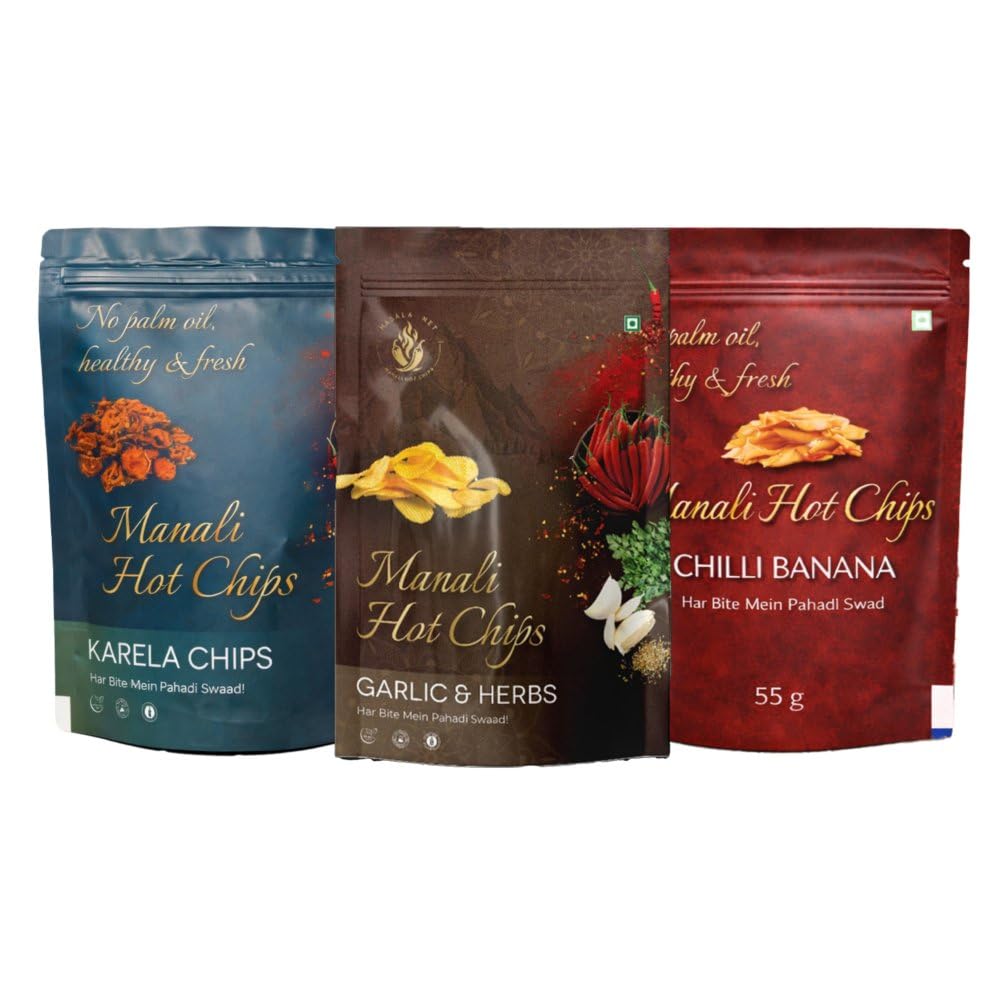 Manali Hot Chips Organic Himalayan Salted Banana Flavor 100g | Farm Fresh Thin & Crunchy Crispy Snack | No Palm Oil-image-45